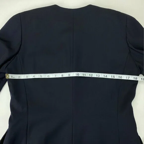 ESCADA Margaretha Ley Vintage Navy Blue Padded Shoulder Jacket/Blazer Size 36 - Picture 7 of 9